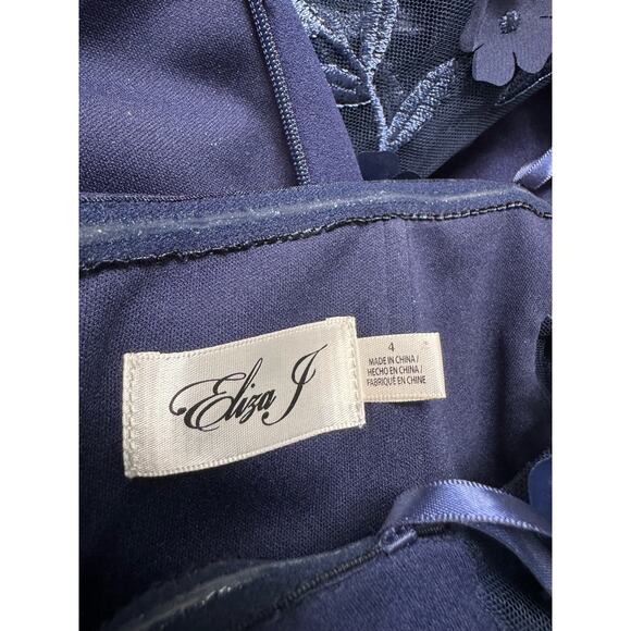 Eliza J Navy 3D floral sleeve long gown - mother of bride groom NWT - Picture 3 of 9